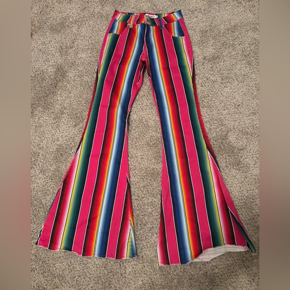 Colorful Striped Flare Jeans - Picture 2 of 7